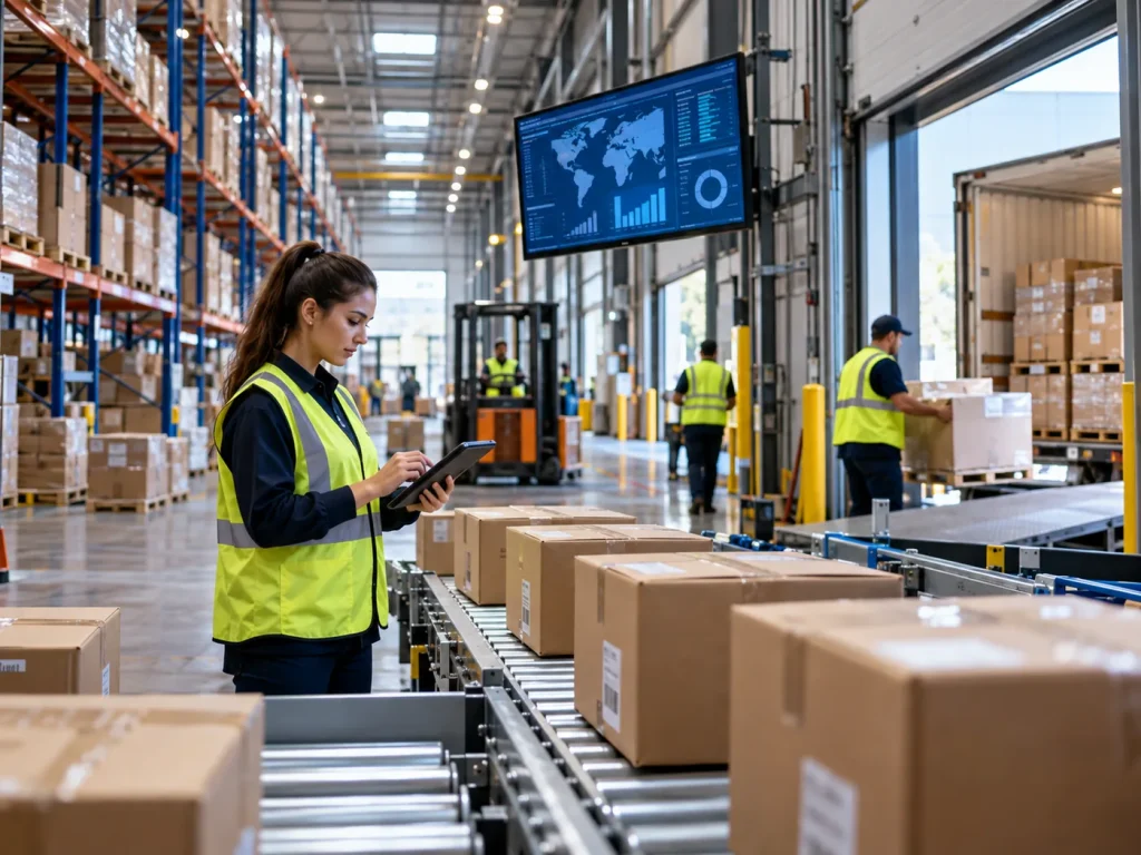 Distribution warehouse with racking and wireless access points